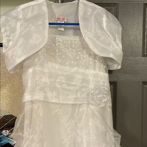 Kid's Dream White Tiered Embellished Gown